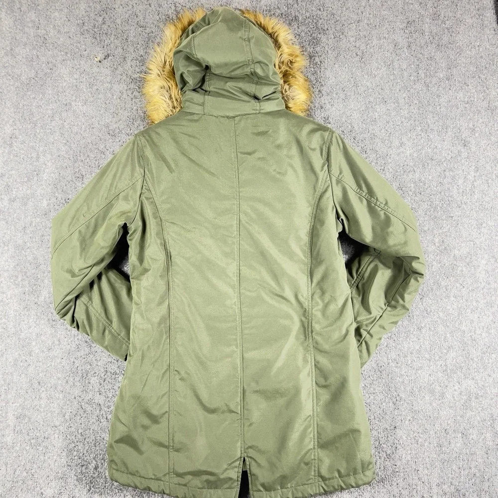 Justice Girls Parka Jacket Size 18 20 Olive Green Faux Fur Hood Winter Coat